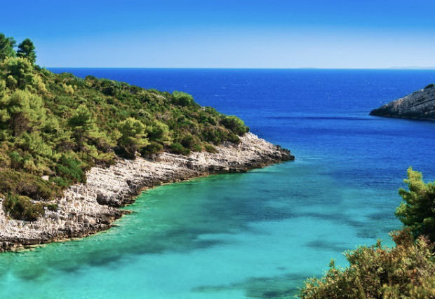 Blue lagoon, island paradise. Adriatic Sea of Croatia, Korcula. isole